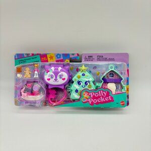 Polly Pocket Holiday Connects Bundle, Micro Doll Accessories, & Pet Play Set NEW